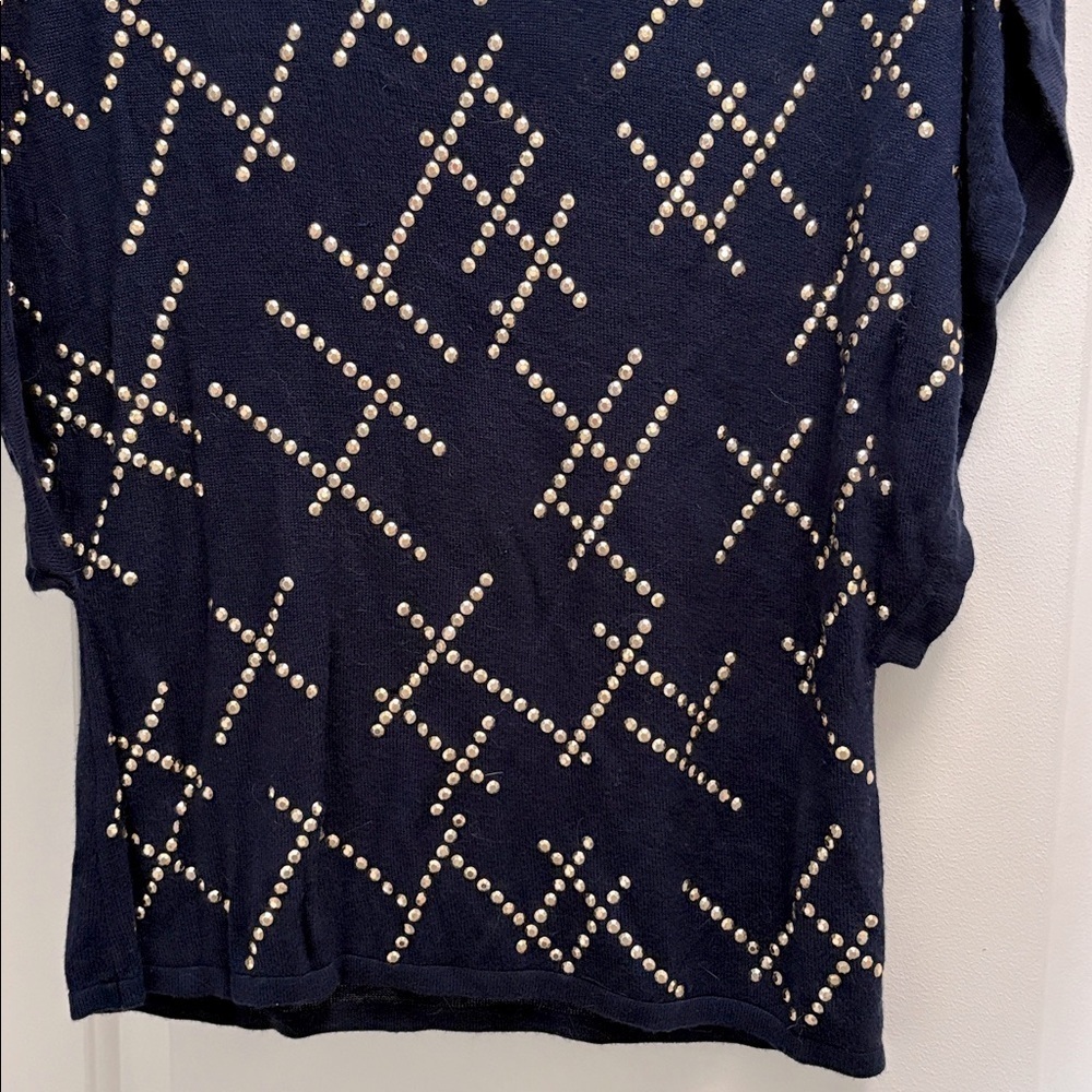 Belldini Navy Embellished Shirt Oversized Size Small - Picture 5 of 9